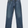 Space Mid Rise Relaxed Straight Jeans – Morning Blue – Dark Blue
