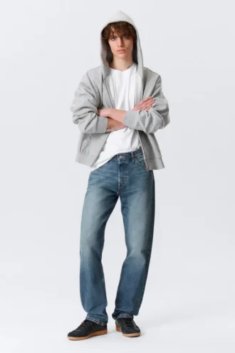 Space Mid Rise Relaxed Straight Jeans – Radio Blue – Medium Blue