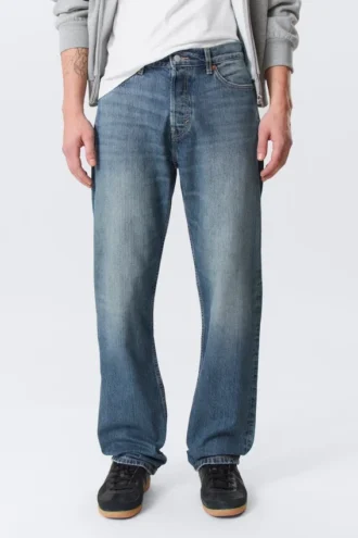 Space Mid Rise Relaxed Straight Jeans – Radio Blue – Medium Blue
