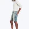 Space Relaxed Mid-Thigh Denim Shorts – Port Blue – Light Blue