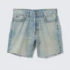 Space Relaxed Mid-Thigh Denim Shorts – Port Blue – Light Blue