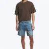 Space Relaxed Mid-Thigh Denim Shorts – Radio Blue – Medium Blue