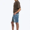 Space Relaxed Mid-Thigh Denim Shorts – Radio Blue – Medium Blue