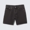 Space Relaxed Mid-Thigh Denim Shorts – Tuned Black – Black