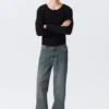 Sphere Low Rise Loose Straight Jeans – Blue One – Dark Blue