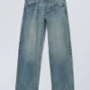 Sphere Low Rise Loose Straight Jeans – Cyan Dust – Medium Blue