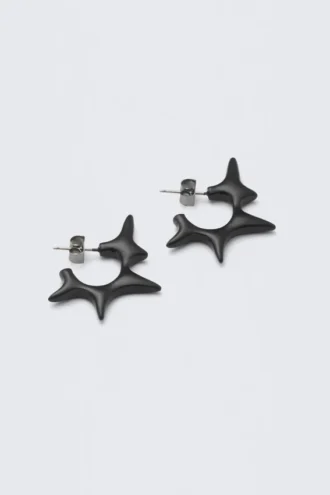 Spiky Hoop Earrings – Black