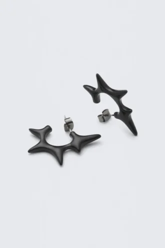 Spiky Hoop Earrings – Black