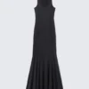Sporty Fit-And-Flare Maxi Dress – Black