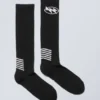 Sporty Graphic High Knee Socks – Black
