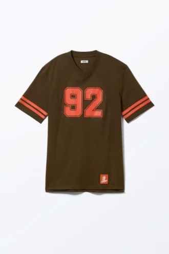 Sporty Mini T-Shirt Dress – Dark Brown & Red