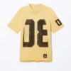 Sporty Mini T-Shirt Dress – Light Yellow & Brown