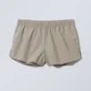 Sporty Nylon Mini Shorts – Beige