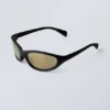Sporty Oval Sunglasses – Black W. Golden Lenses