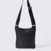 Sporty Piped Nylon Crossbody Bag – Black