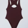 Sporty Racerback Swimsuit – Dark Maroon