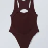 Sporty Racerback Swimsuit – Dark Maroon
