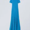 Sporty Short Sleeve Maxi Dress – Blue