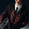 Square Graphic Zip Hoodie – Black – Worn-Out Flame