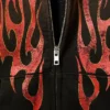 Square Graphic Zip Hoodie – Black – Worn-Out Flame