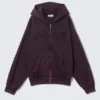 Square Graphic Zip Hoodie – Burgundy