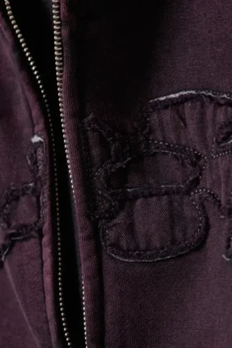 Square Graphic Zip Hoodie – Burgundy