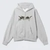 Square Graphic Zip Hoodie – Grey Melange – Dream