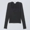Square Neck Longsleeve Top – Black