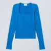 Square Neck Longsleeve Top – Bright Blue