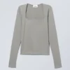 Square Neck Longsleeve Top – Dusty Grey