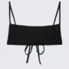 Square Neck Strappy Bikini Top – Black
