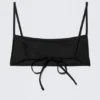 Square Neck Strappy Bikini Top – Black