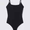 Square-Neck Swimsuit – Black