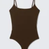 Square-Neck Swimsuit – Dark Brown