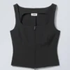 Square Neck Zip Top – Dark Grey