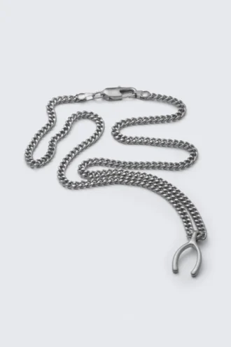 Stainless Steel Pendant Chain Necklace – Silver