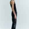Straight Leg Leather Trousers – Black