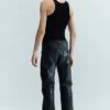 Straight Leg Leather Trousers – Black