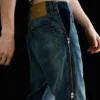 Straight Leg Zip Jeans – Mid Blue – Medium Blue