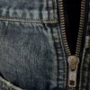Straight Leg Zip Jeans – Mid Blue – Medium Blue