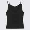 Strappy Boat-Neck Jersey Tank Top – Black