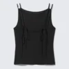 Strappy Boat-Neck Jersey Tank Top – Black