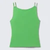 Strappy Boat-Neck Jersey Tank Top – Bright Green