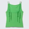 Strappy Boat-Neck Jersey Tank Top – Bright Green
