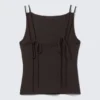 Strappy Boat-Neck Jersey Tank Top – Dark Brown