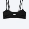 Strappy Layered Bikini Top – Black