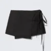 Strappy Mini Wrap Skirt – Black
