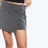 Strappy Mini Wrap Skirt – Dark Grey Melange