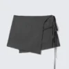Strappy Mini Wrap Skirt – Dark Grey Melange