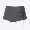 Strappy Mini Wrap Skirt – Dark Grey Melange